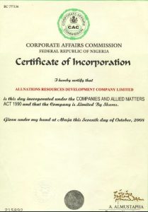 Certificate of Incorporation