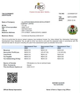 Tax Clearance Certificate